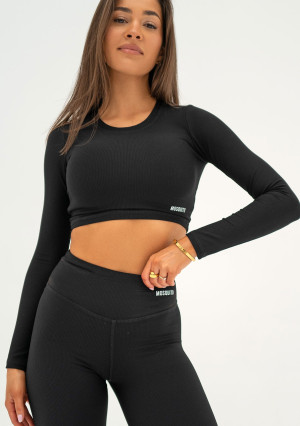 Pure Long - Top prążkowany Black