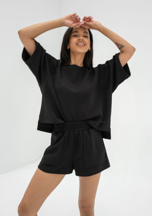 Jess - Szorty dzianinowe soft z kieszeniami Black