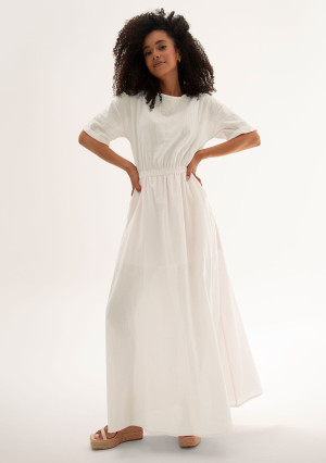 Eveil - Letnia sukienka maxi z bawełny Ivory White