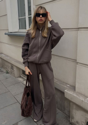 Based - Rozpinana bluza oversize ze stójką Savannah Tan