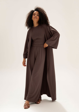 Lumiere - Kimono maxi z wiskozy Chocolate
