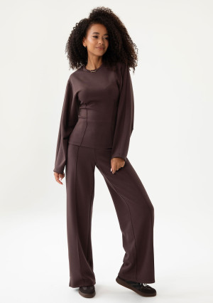 Taro - Spodnie z kantem z dzianiny soft Brown