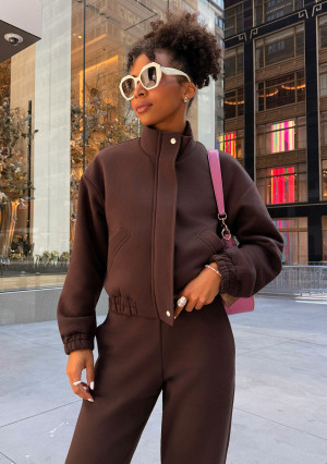 Tide - Rozpinana bluza bomberka Dark Chocolate