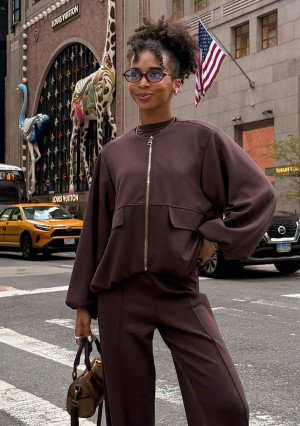 Bumo - Bluza bomberka z dzianiny soft Brown