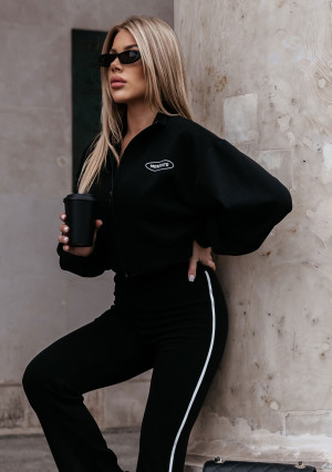 Relay - Krótka bluza rozpinana ze stójką Czarna