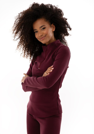 Ivy Fitwear - Top z półgolfem i zamkiem Bordowy