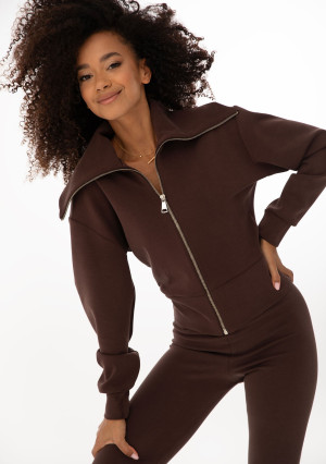 Iris Zip-up - Bluza z wysokim kołnierzem Dark Chocolate