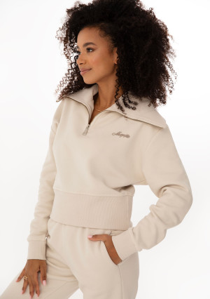 Milo - Bluza zip-up z wywijanym kołnierzem Coconut