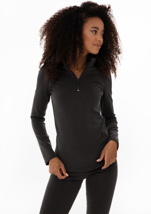 Ivy Fitwear - Top z półgolfem i zamkiem Czarny