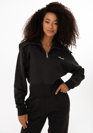 Milo - Bluza zip-up z wywijanym kołnierzem Black