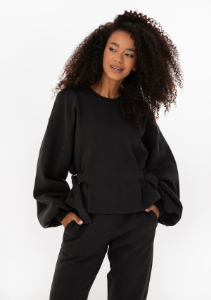 Tied - Modelująca bluza z klamrami na bokach Black