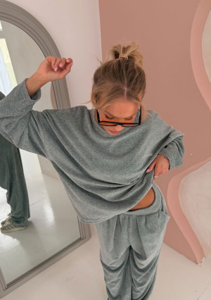 Halo - Longsleeve welurowy Grey Melange