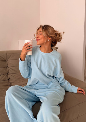 Halo - Longsleeve welurowy Baby Blue