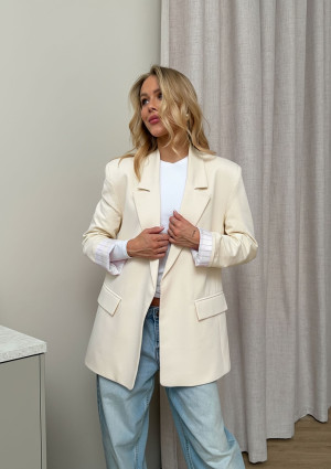 Zura - Marynarka damska oversize Kremowa