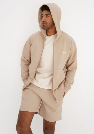 Pure - Męska rozpinana bluza Sand Beige