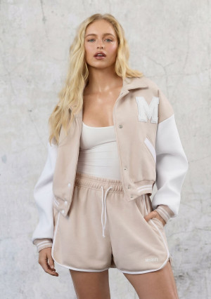 Preppy - Szorty dresowe z lamówką Sand Beige