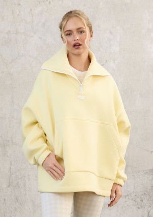 Yale Zip - Bluza kangurka oversize z wysokim kołnierzem Żółta