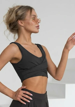 Vexa - Krótki top z draperią Black