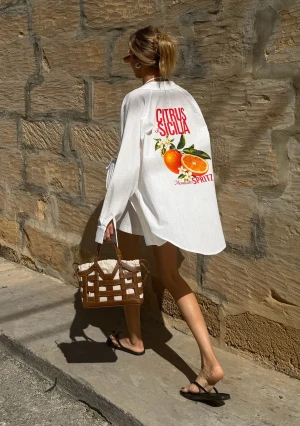 Sano - Letnia bawełniana koszula oversize ,,Citrus di Sicilia"