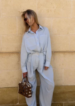 Tammy - Lniana koszula oversize Błękitna
