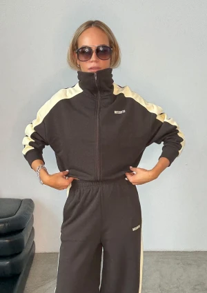 Cano Stripe - Rozpinana bluza ze stójką i lampasami Dark Chocolate