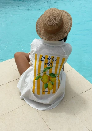 Sano - Letnia bawełniana koszula oversize ,,La Dolce Vita Citrus"
