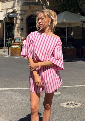 Lilli - Bawełniany top w paski Pink