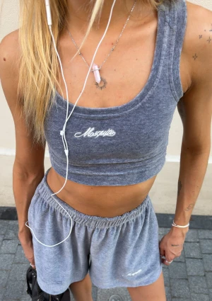 Lush - Welurowy crop top Grey Melange