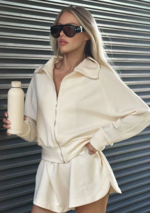 Elan - Rozpinana bluza z haftowanym logiem Creamy
