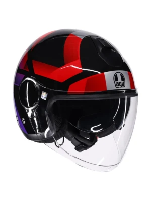 Kask otwarty AGV Eteres Camogli czarno-czerwono-fioletowy