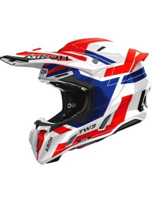 Kask enduro Airoh Twist 3 Dynasty biało-niebiesko-czerwony połysk