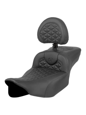 Kanapa motocyklowa dla kierowcy i pasażera z oparciem Saddlemen Roadsofa Tri-Gripper Extended Reach Harley Davidson Road Glide/ Street Glide (wybrane