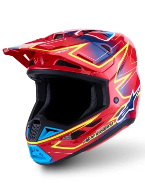Kask enduro Alpinestars SM7 Cast czerwono-niebiesko-żółty
