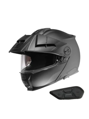 Zestaw: kask szczękowy Schuberth E2 czarny matowy + dedykowany interkom motocyklowy