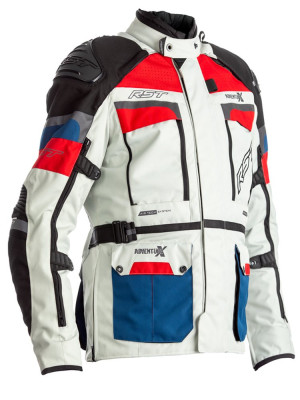 Kurtka motocyklowa tekstylna Rst Pro Series Adventure-X CE biało-czerwono-niebieska