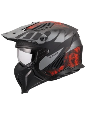 Kask modułowy LS2 OF606 Drifter Gas szaro-czerwony