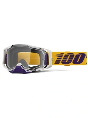Gogle motocyklowe 100% Armega z przezroczystą szybką żółto-granatowe