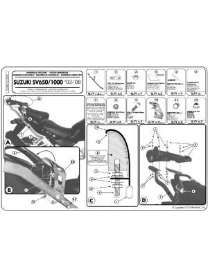 Stelaż pod kufer centralny Monokey, Monolock Kappa Suzuki SV 650/S (03-08)/ 1000/ S (03-07) [bez płyty montażowej]