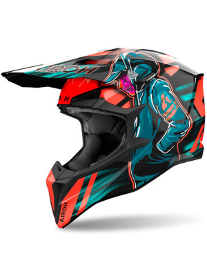Kask enduro Airoh Wraaap Cyber pomarańczowy matowy