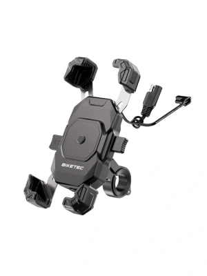 Uchwyt motocyklowy na telefon Biketec BTK09 Dual z ładowarką indukcyjną i USB-C