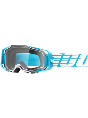 Gogle motocyklowe 100% Armega Oversized z przezroczystą szybką, niebiesko-białe