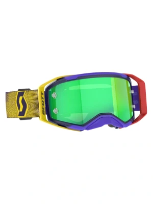 Gogle motocyklowe Scott Prospect 2.0 z zieloną szybką, czerwono-żółto-niebieskie