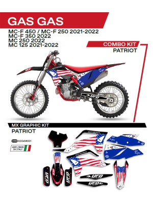 Komplet naklejek UFO Patriot do Gas Gas MC 125 (21-), MC 250 (22-), MCF 250/350/450 (21-) czarny