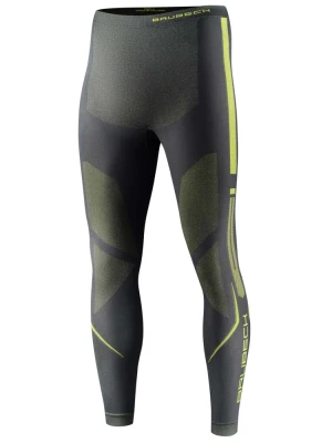 Legginsy termoaktywne Brubeck Dry grafitowo-limonkowe