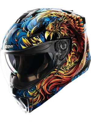 Kask modułowy Icon Threshold™ Burn Birdie Burn niebiesko-żółto-czerwony