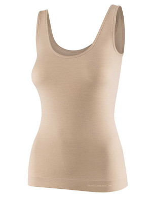 Koszulka damska bez rękawów Brubeck Comfort Merino beżowa