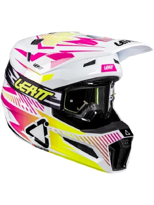 Kask enduro Leatt Moto 3.5 z goglami czarno-biało-żółtymi