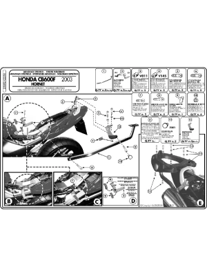 Stelaż pod kufer centralny Monokey, Monolock Kappa Honda CB 600 F Hornet (03-06) [bez płyty montażowej]
