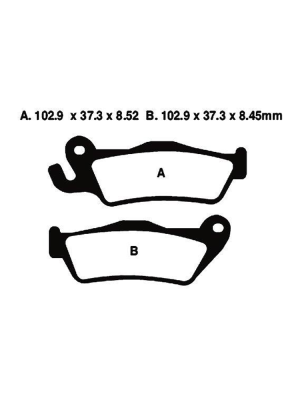 Klocki hamulcowe EBC FA438HH A. 102.9 x 37.3 x 8.52mm B. 102.9 x 37.3 x 8.45mm NA TYŁ