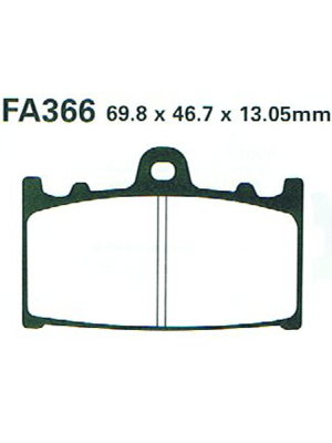 Klocki hamulcowe EBC FA366HH 69.8 x 46.7 x 13.05mm NA TYŁ